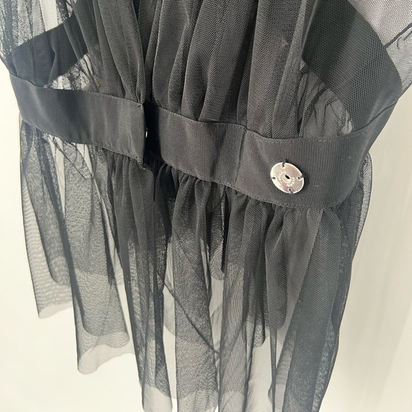 Pinko Black Tulle Sheer Overlay Romantic Goth Organza Top Blouse Vest - Picture 7 of 10